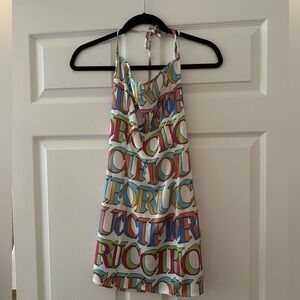 FIORUCCI Logo Print Mini Dress in Multi